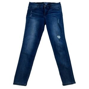 Democracy Jeans Womens 12 Ab Technology Skinny Straight Stretch Distress Blue